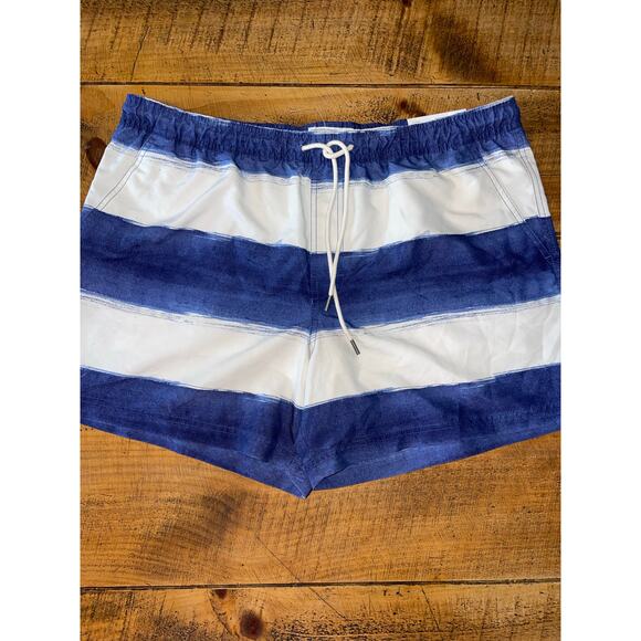 NWT Mens American Eagle Blue White Above the Knee 5.5" Swimming Trunks Size XL - Picture 1 of 8